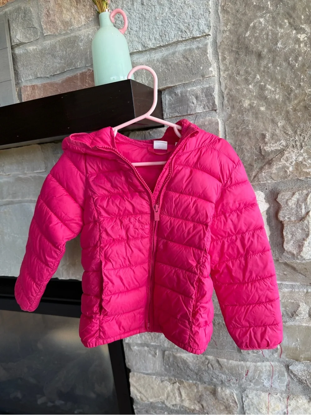 GAP Kids Hooded Puffer Jacket - Hot Pink